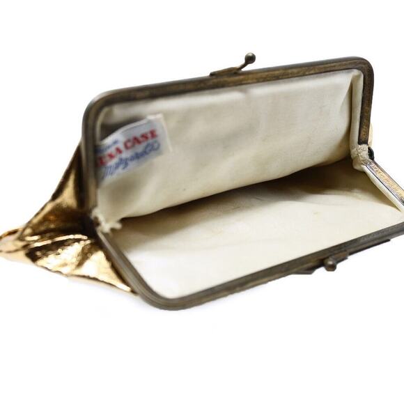 Vintage Gold Small Purse Clutch Bag Original Luna Case Margareta 7" - Hey Viv - Picture 5 of 6